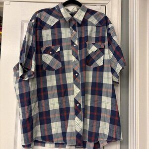Wrangler Pearl Snap Short Sleeve Western Shirt Summer Multi Plaid Men's 3XL XXXL